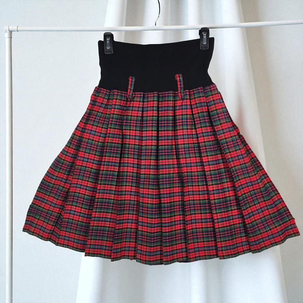 Plaid Pleated Skirt High Waist Woman Waist 24 Lenght‎ 25 Red Y2K Dark Academia